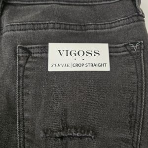 Nwt Vigoss Stevie Crop Straight Leg Jeans 28 Charcoal Distressed 90's Grunge